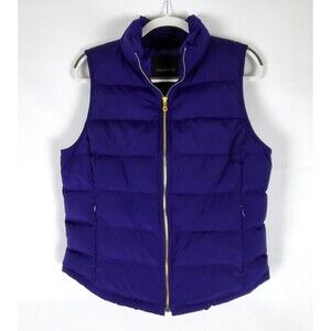 Talbots Puffer Vest Full Zip Down Quilted Size Medium Blue